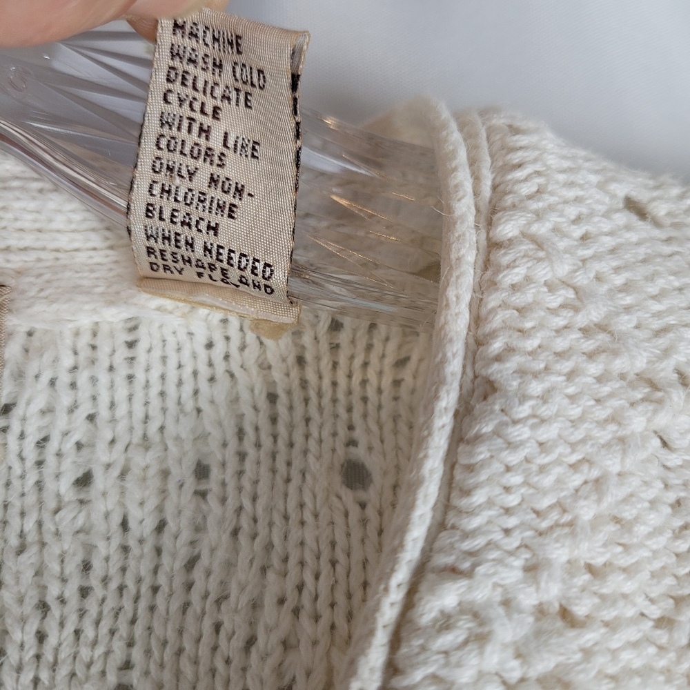 Vintage Marsh Landing Ramie Cotton Ivory Cream Eyelet Henley Sweater Size Small - Picture 5 of 13